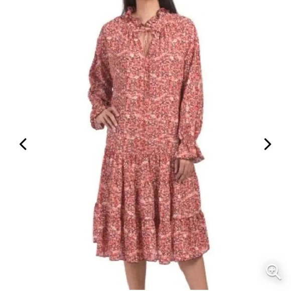 Anthropologie OPT Floral Long Sleeve Printed Boho Midi Dress Size XS - Picture 1 of 6